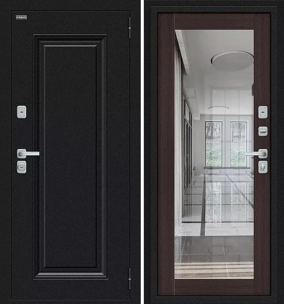 Входная металлическая дверь Thermo Флэш МФ/BChrome Букле черное/Wenge Melinga