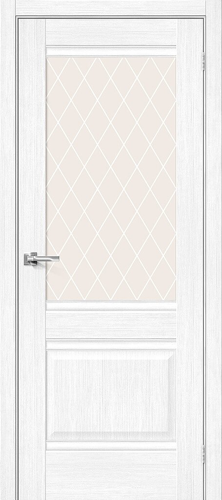 Дверь межкомнатная экошпон Прима-3 Snow Melinga / White Сrystal