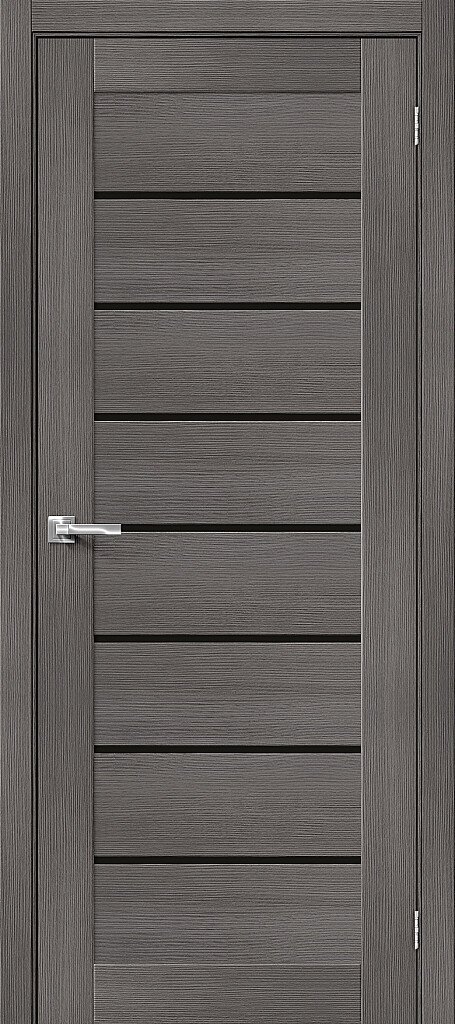 Дверь межкомнатная экошпон Браво-22 Grey Melinga / Black Shine
