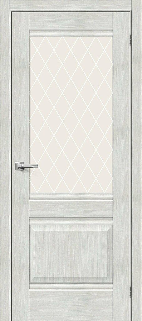 Дверь межкомнатная экошпон Прима-3 Bianco Melinga / White Сrystal